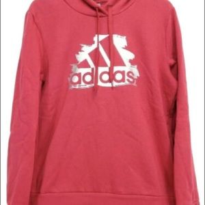 Adidas Red and silver metallic hoodie. Womens size small.